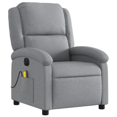Electric Massage Recliner Chair Light Grey Fabric - Image 3