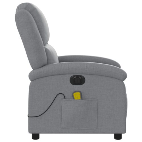 Electric Massage Recliner Chair Light Grey Fabric - Image 9