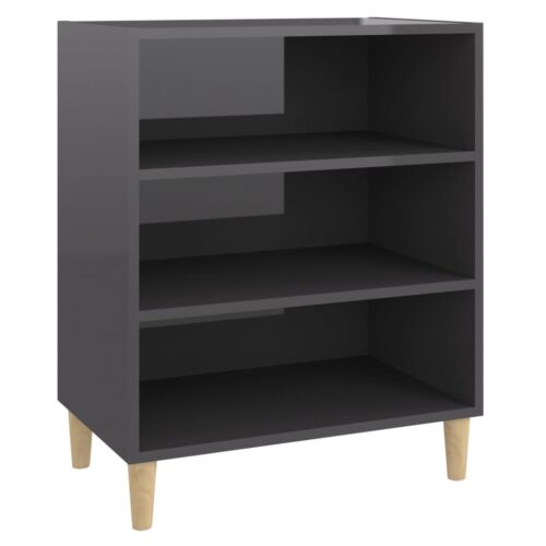 Sideboard High Gloss Grey 57x35x70cm Engineered Wood