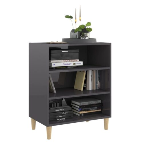 Sideboard High Gloss Grey 57x35x70cm Engineered Wood - Image 6