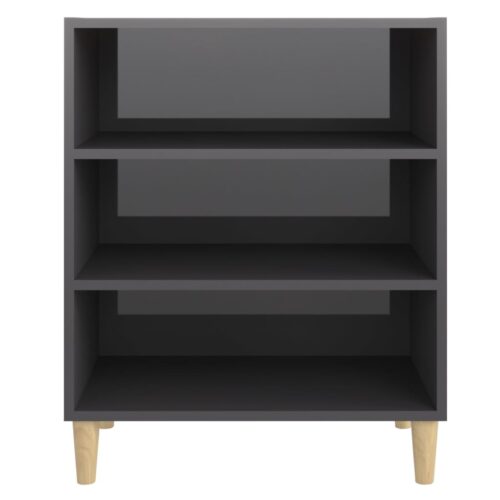 Sideboard High Gloss Grey 57x35x70cm Engineered Wood - Image 3