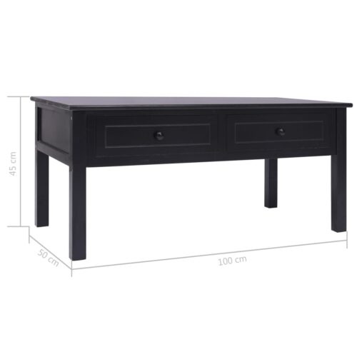 Coffee Table Black 100x50x45cm Wood - Image 8