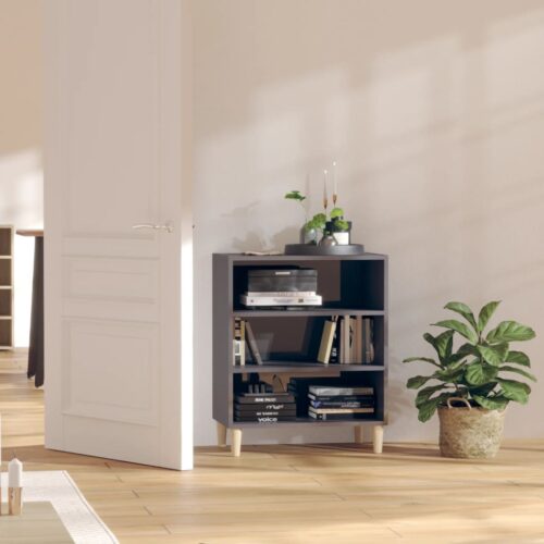 Sideboard High Gloss Grey 57x35x70cm Engineered Wood - Image 7