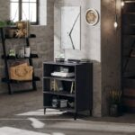 Sideboard High Gloss Grey 57x35x70cm Engineered Wood