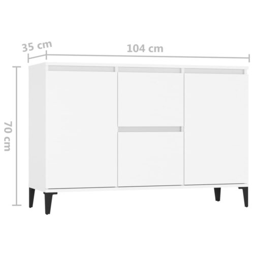 Sideboard White 104x35x70cm Engineered Wood - Image 7