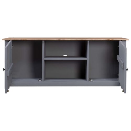 TV Cabinet Grey 120x40x50cm Solid Pine Wood Panama Range - Image 3