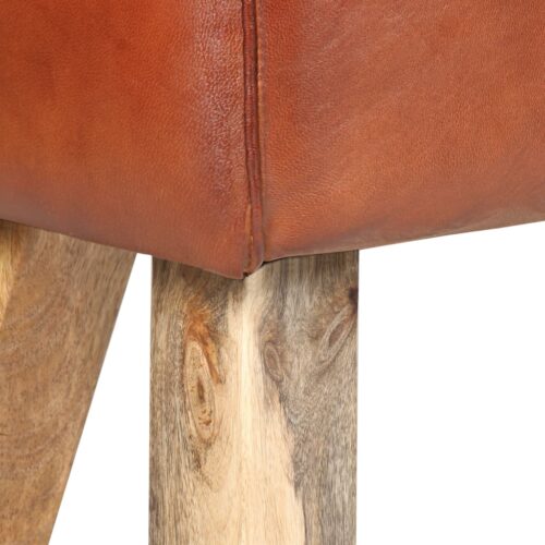 Genuine Leather Gym Bok Bench Handmade Wood Timber Chair Ottoman Seat Stool 58cm - Image 4