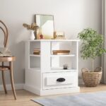 Wooden Side Table Sofa Lounge Coffee Bedside Storage Nightstand White 50x50x60cm