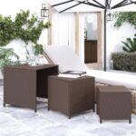 Nesting Tables 3pcs Brown Poly Rattan