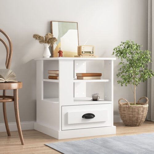 Wooden Side Table Sofa Lounge Coffee Bedside Storage Nightstand White 50x50x60cm - Image 11