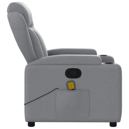 Massage Recliner Chair Light Grey Fabric - Image 8