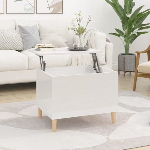 Coffee Table High Gloss White 60x44.5x45cm Engineered Wood