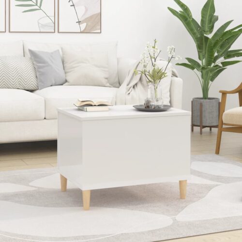 Coffee Table High Gloss White 60x44.5x45cm Engineered Wood - Image 3