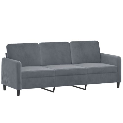 3-Seater Sofa with Throw Pillows Dark Grey 180cm Velvet - Image 4