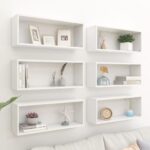 Wall Cube Shelves 6pcs White 60x15x23cm Engineered Wood