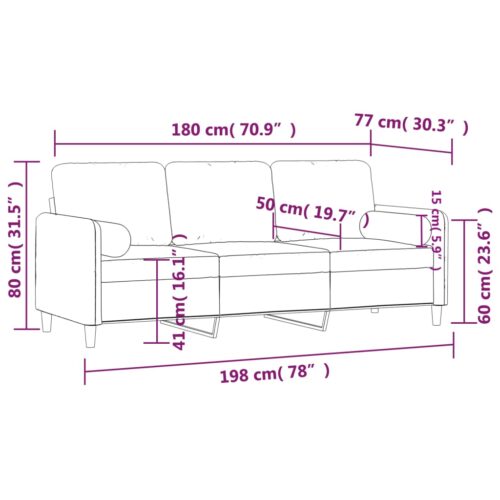 3-Seater Sofa with Throw Pillows Dark Grey 180cm Velvet - Image 8