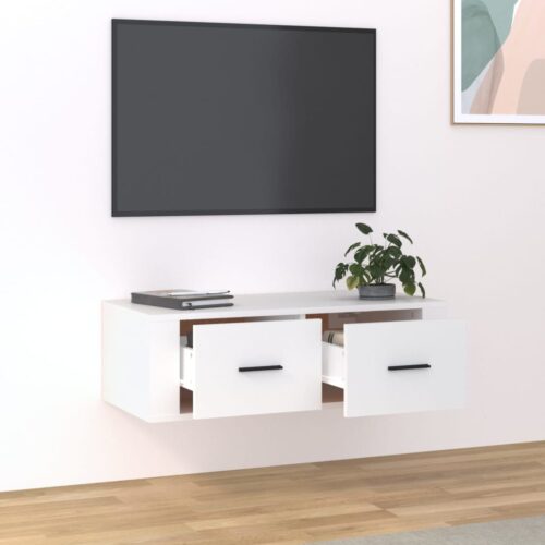 Hanging TV Cabinet White 80x36x25cm Engineered Wood - Image 3