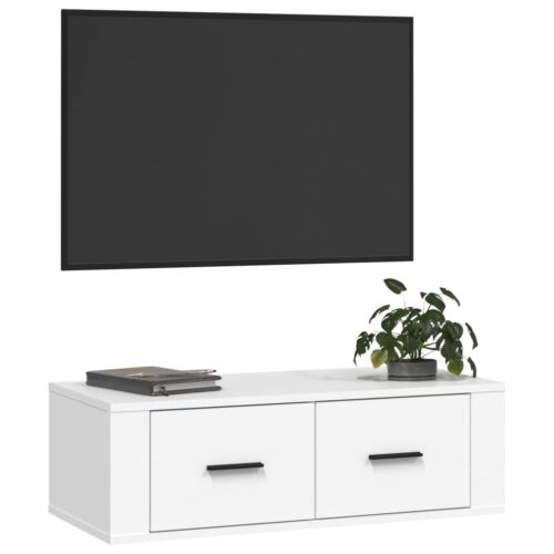 Hanging TV Cabinet White 80x36x25cm Engineered Wood - Image 4