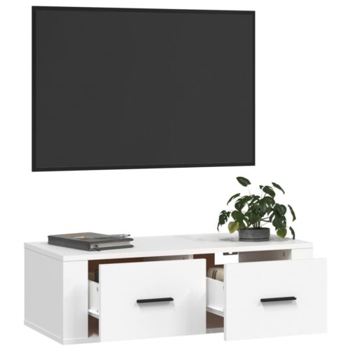 Hanging TV Cabinet White 80x36x25cm Engineered Wood - Image 5