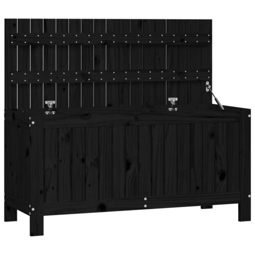 Garden Storage Box Black 108x42.5x54cm Solid Wood Pine - Image 2