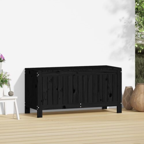 Garden Storage Box Black 108x42.5x54cm Solid Wood Pine - Image 3
