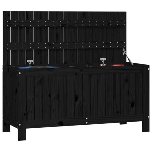 Garden Storage Box Black 108x42.5x54cm Solid Wood Pine - Image 4