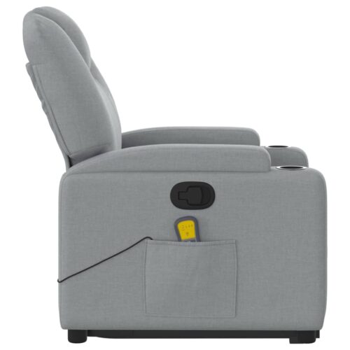 Stand up Massage Recliner Chair Light Grey Fabric - Image 9
