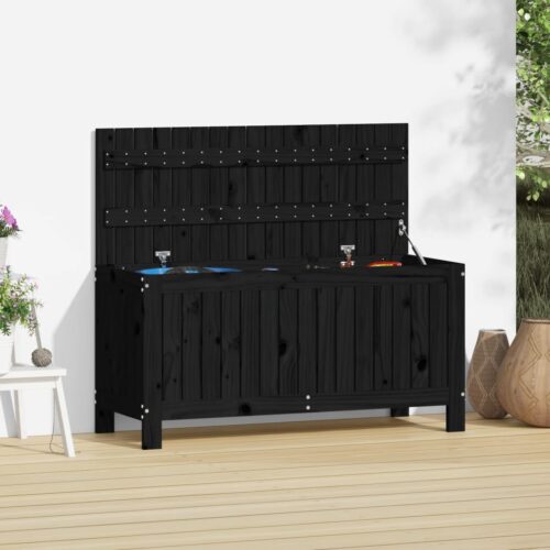 Garden Storage Box Black 108x42.5x54cm Solid Wood Pine - Image 11
