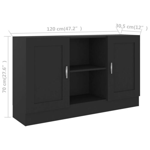 Sideboard Black 120x30.5x70cm Engineered Wood - Image 8