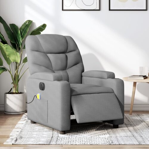 Electric Massage Recliner Chair Light Grey Fabric - Image 12