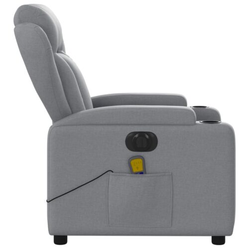 Electric Massage Recliner Chair Light Grey Fabric - Image 9