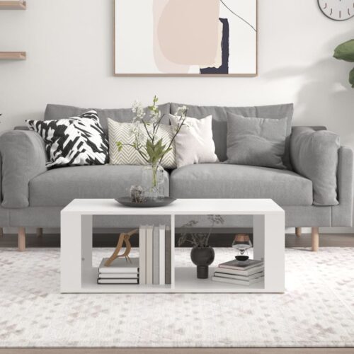 Coffee Table White 100x50x36cm Engineered Wood - Image 3