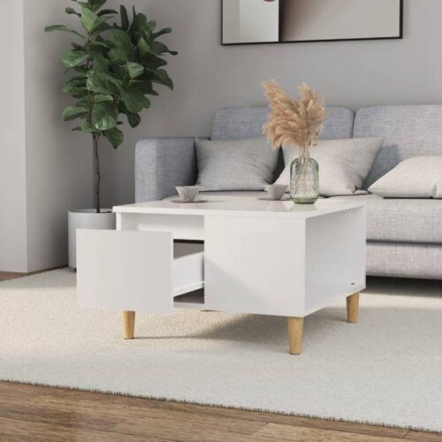 Coffee Table High Gloss White 55x55x36.5cm Engineered Wood - Image 3