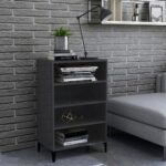 Sideboard High Gloss Grey 57x35x90cm Engineered Wood