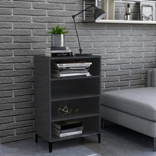 Sideboard High Gloss Grey 57x35x90cm Engineered Wood - Image 7