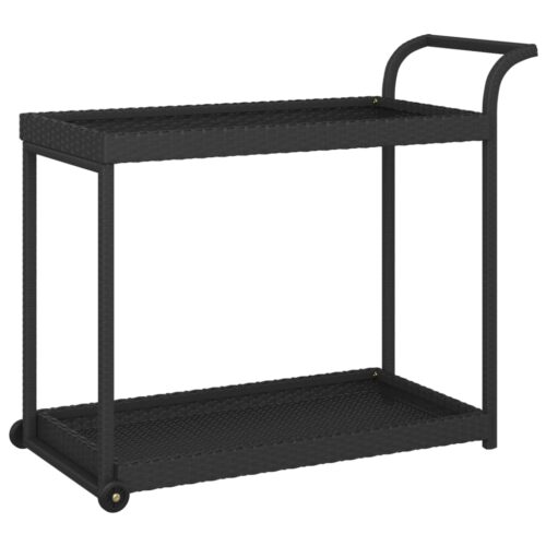 Bar Cart Black 100x45x83cm Poly Rattan