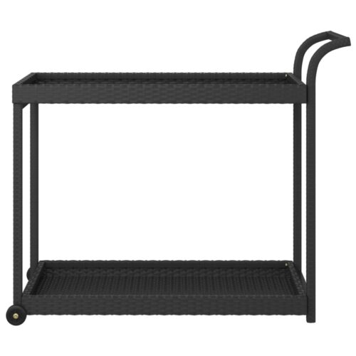 Bar Cart Black 100x45x83cm Poly Rattan - Image 3