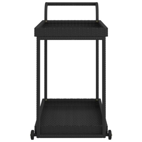 Bar Cart Black 100x45x83cm Poly Rattan - Image 4