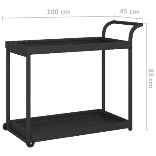 Bar Cart Black 100x45x83cm Poly Rattan - Image 6