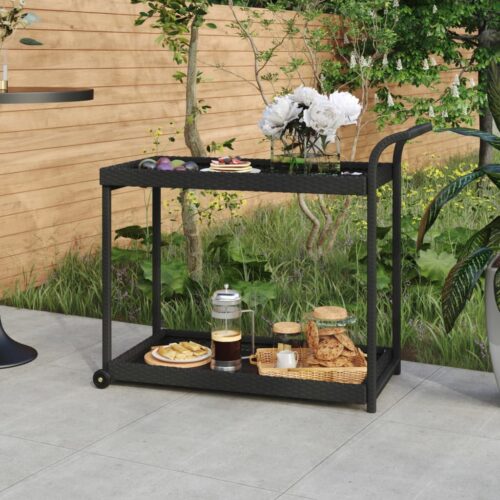 Bar Cart Black 100x45x83cm Poly Rattan - Image 7