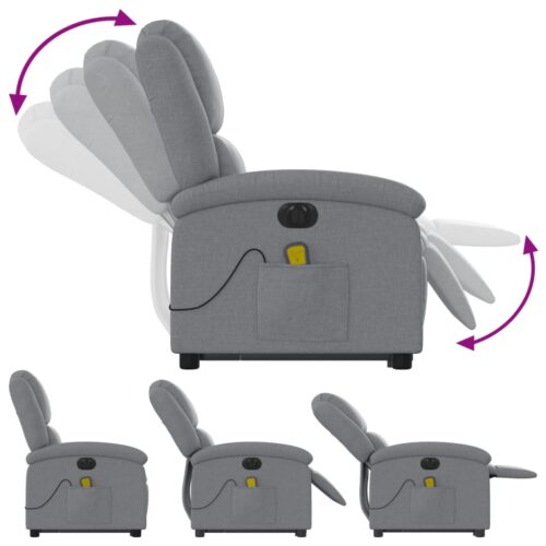 Electric Stand up Massage Recliner Chair Light Grey Fabric - Image 6