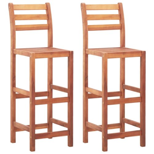 Bar Chairs 2pcs Solid Acacia Wood - Image 10