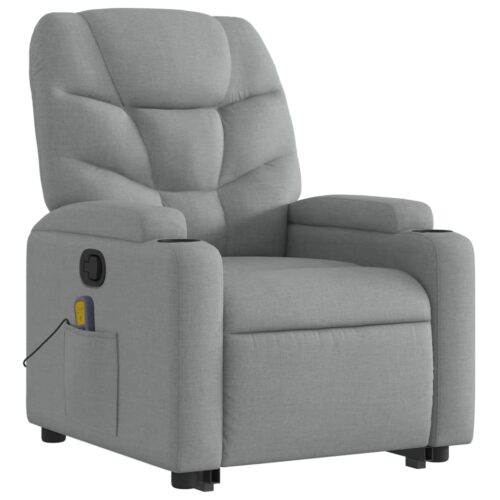 Stand up Massage Recliner Chair Light Grey Fabric - Image 3