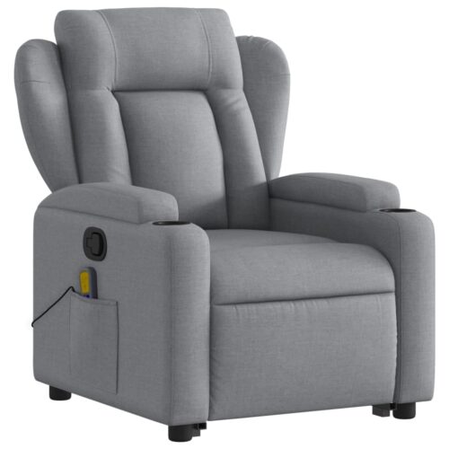 Stand up Massage Recliner Chair Light Grey Fabric - Image 3