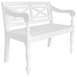 Batavia Bench 98cm Solid Mahogany Wood White