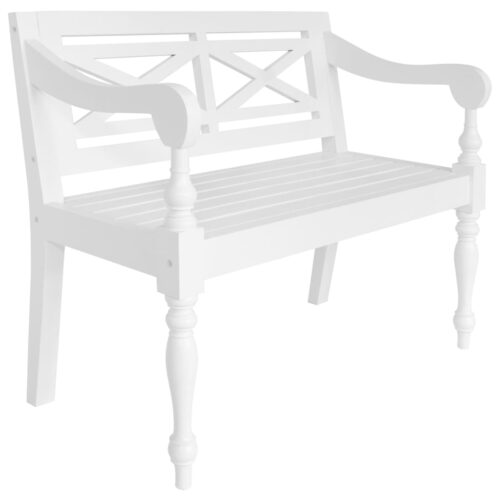 Batavia Bench 98cm Solid Mahogany Wood White