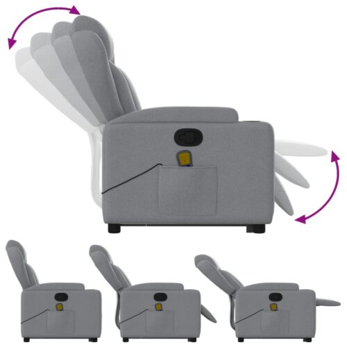 Stand up Massage Recliner Chair Light Grey Fabric - Image 6