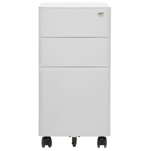 Mobile File Cabinet Light Grey 30x45x59cm Steel - Image 2