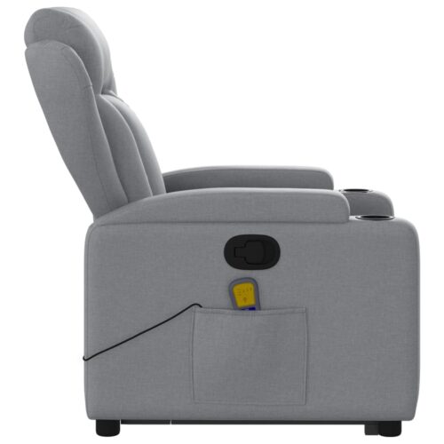 Stand up Massage Recliner Chair Light Grey Fabric - Image 9