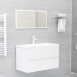2-Piece Bathroom Furniture Set High Gloss White Engineered Wood